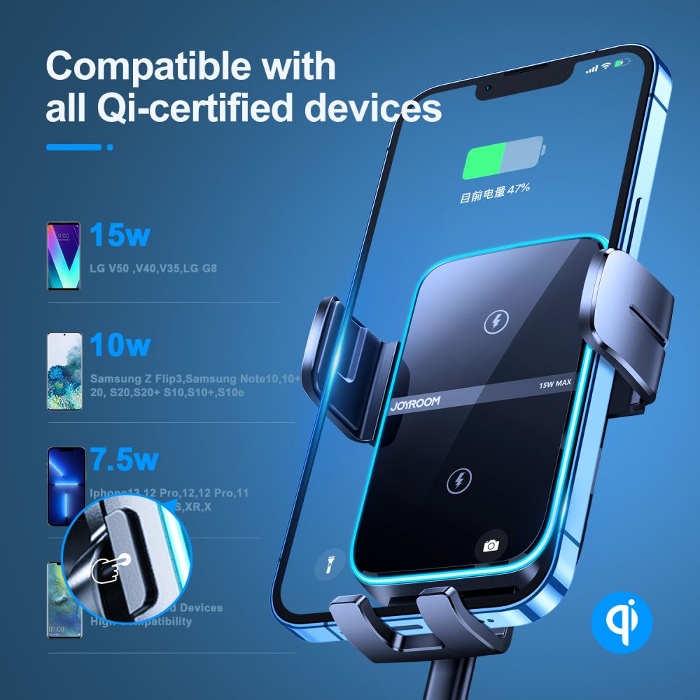 Joyroom Βάση για το Ταμπλό του Αυτοκινήτου με Ασύρματη Φόρτιση Qi Charge 15W - Black - JR-ZS246