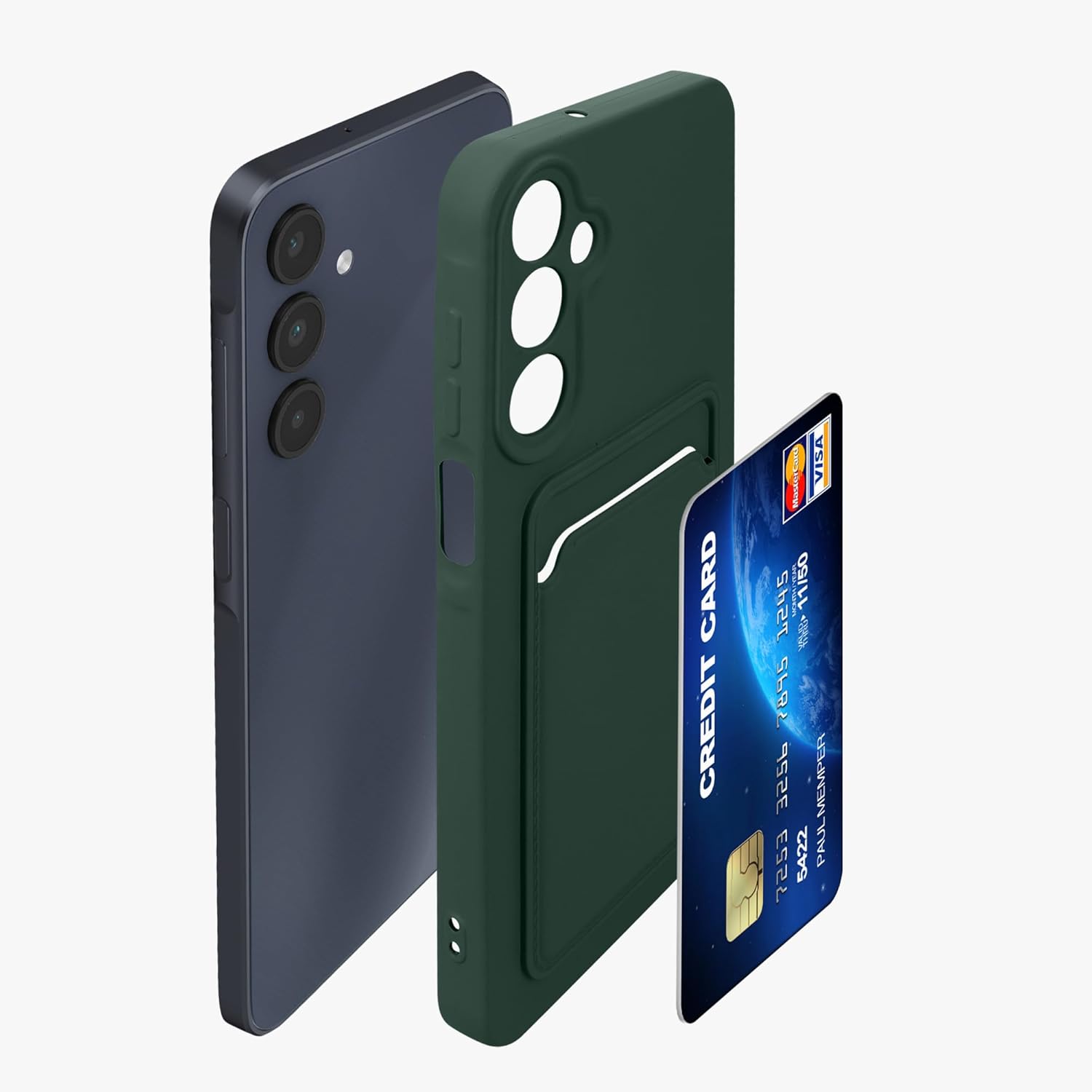 KW Samsung Galaxy A16 4G / A16 5G Θήκη Σιλικόνης TPU με Υποδοχή για Κάρτα - Dark Green