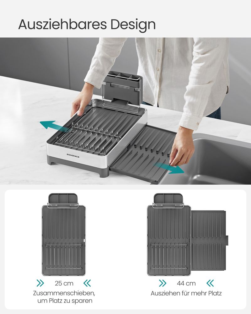 Songmics Στεγνωτήριο Πιάτων και Μαχαιροπίρουνων - Silver / Grey - KCS035G01