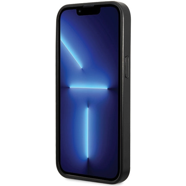 Guess iPhone 15 Pro Max Croco Triangle Metal Logo Θήκη με Επένδυση Συνθετικού Δέρματος και Πλαίσιο Σιλικόνης - Black - GUHCP15XPCRTHCK