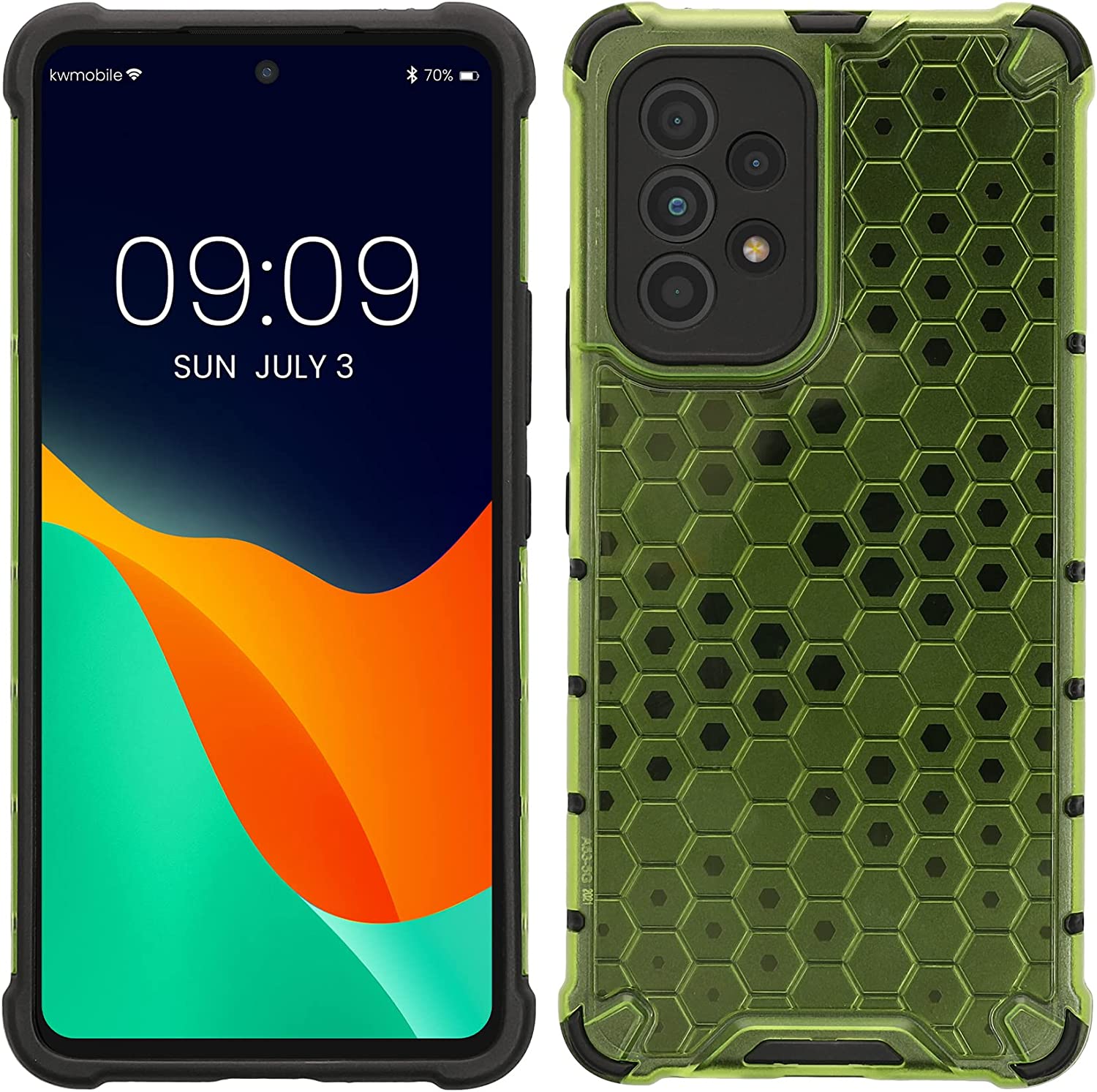 KW Samsung Galaxy A53 5G Hybrid Σκληρή Θήκη με Πλαίσιο Σιλικόνης TPU - Design Honeycomb - Neon Yellow / Ματ Ημιδιάφανη - 59969.75