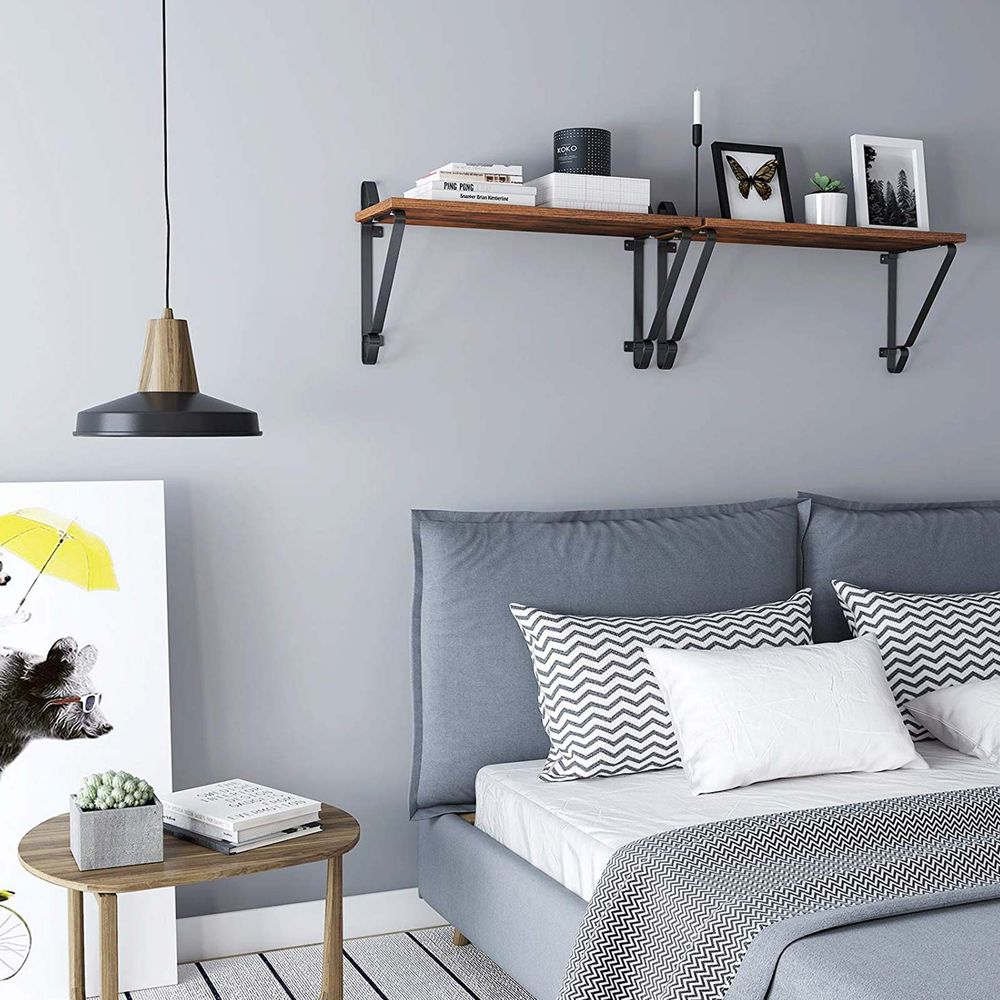 Vasagle Σετ 2 Επιτοίχια Ράφια - Rustic Brown / Black - LCR01BX