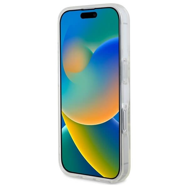 Guess iPhone 16 Plus - IML Glitter Circle MagSafe - Σκληρή Θήκη με Πλαίσιο Σιλικόνης - Clear - GUHMP16MHFGERET