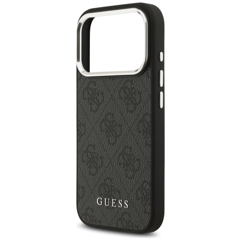 Guess iPhone 17 Pro - 4G Classic Logo MagSafe - Σκληρή Θήκη με Πλαίσιο Σιλικόνης και Επένδυση Οικολογικού Δέρματος - Black - GUHMP17LP4GSSMCK