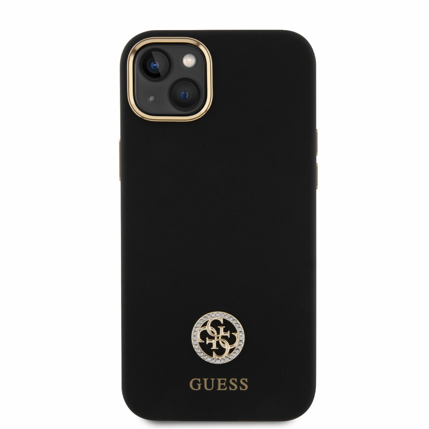 Guess iPhone 15 Plus Silicone Logo Strass 4G Σκληρή Θήκη με Πλαίσιο Σιλικόνης - Black - GUHCP15M4DGPK