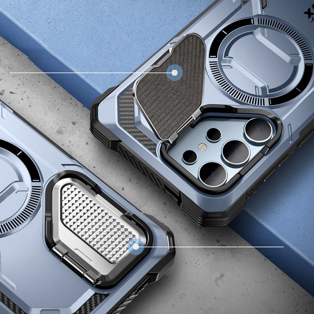 Supcase Samsung Galaxy S24 Ultra Armorbox Magsafe Σκληρή Θήκη με Προστασία Οθόνης και Κάλυμμα Κάμερας / Stand - Blue
