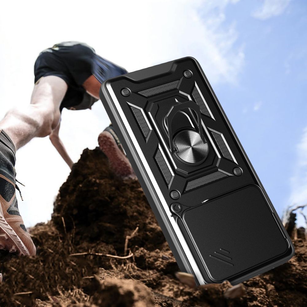 Tech-Protect Xiaomi Redmi Note 14 5G Camshield Pro Σκληρή Θήκη με Πλαίσιο Σιλικόνης και Δαχτυλίδι Συγκράτησης - Black