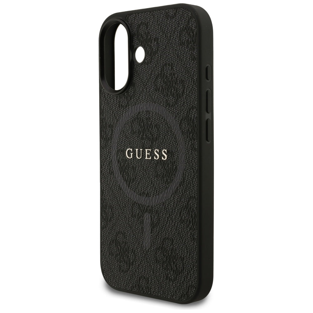 Guess iPhone 17 - 4G Ring Classic Logo MagSafe - Σκληρή Θήκη με Πλαίσιο Σιλικόνης και Επένδυση Συνθετικού Δέρματος - Black - GUHMP17SG4GFRK