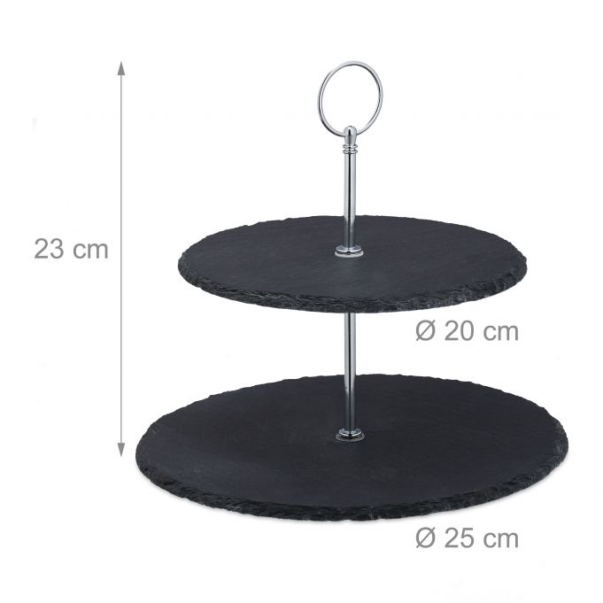 Relaxdays Εταζέρα με 2 Επίπεδα από Σχιστόλιθο - Anthracite / Silver - 4052025307301