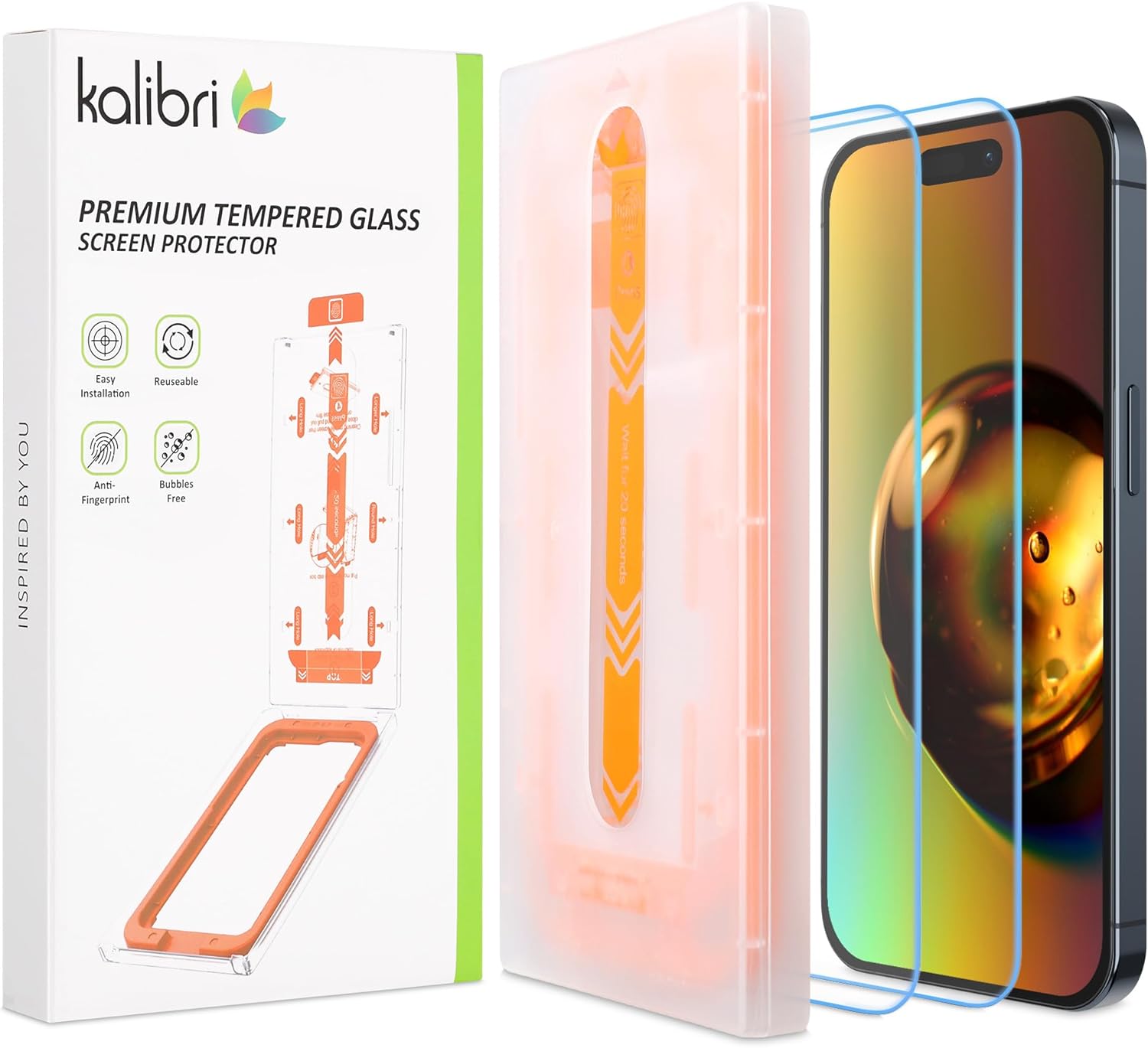 Kalibri iPhone 15 Pro - Full Screen Αντιχαρακτικό Γυαλί Οθόνης - 2 Τεμάχια - Διάφανα - 61969.1