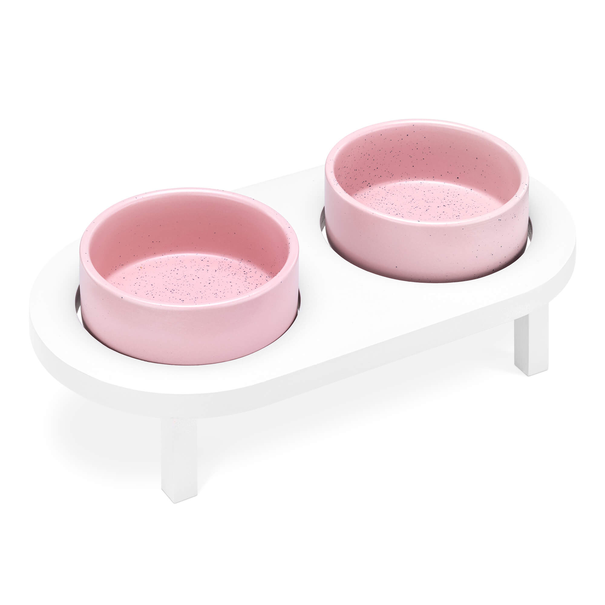 Navaris Ανυψωμένα Κεραμικά Μπολ Φαγητού με Ξύλινη Βάση για Κατοικίδια - 450ml - Pink - 56253.08