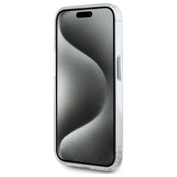 Karl Lagerfeld iPhone 15 Pro Max - IML Metal Karl and Choupette Head - Σκληρή Θήκη με Πλαίσιο Σιλικόνης και MagSafe - White - KLHMP15XHLSKCH