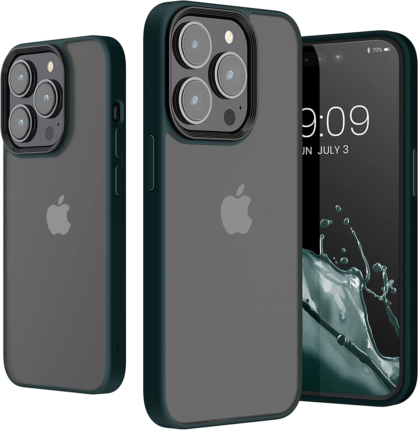 KW iPhone 14 Pro Σκληρή Θήκη με Πλαίσιο Σιλικόνης - Dark Green / Matte Διάφανη - 59091.80