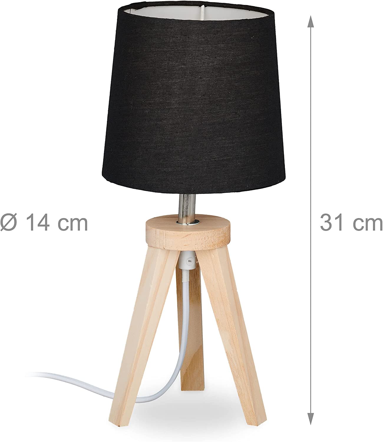 Relaxdays Φωτιστικό Τρίποδο από Φυσικό Ξύλο - Black / Natural - 4052025413446