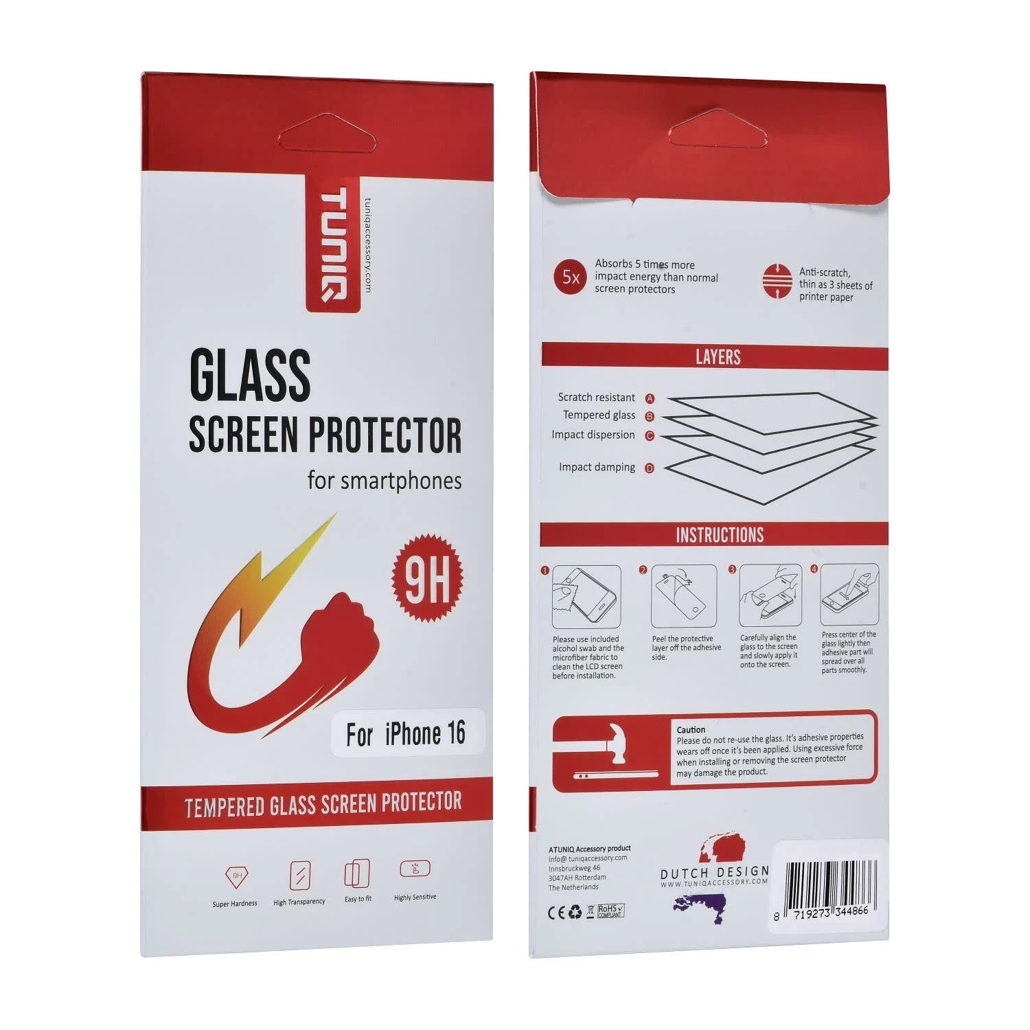 Tuniq iPhone 16 - Προστασία Οθόνης - Αντιχαρακτικό Γυαλί / Tempered Glass - Διάφανο