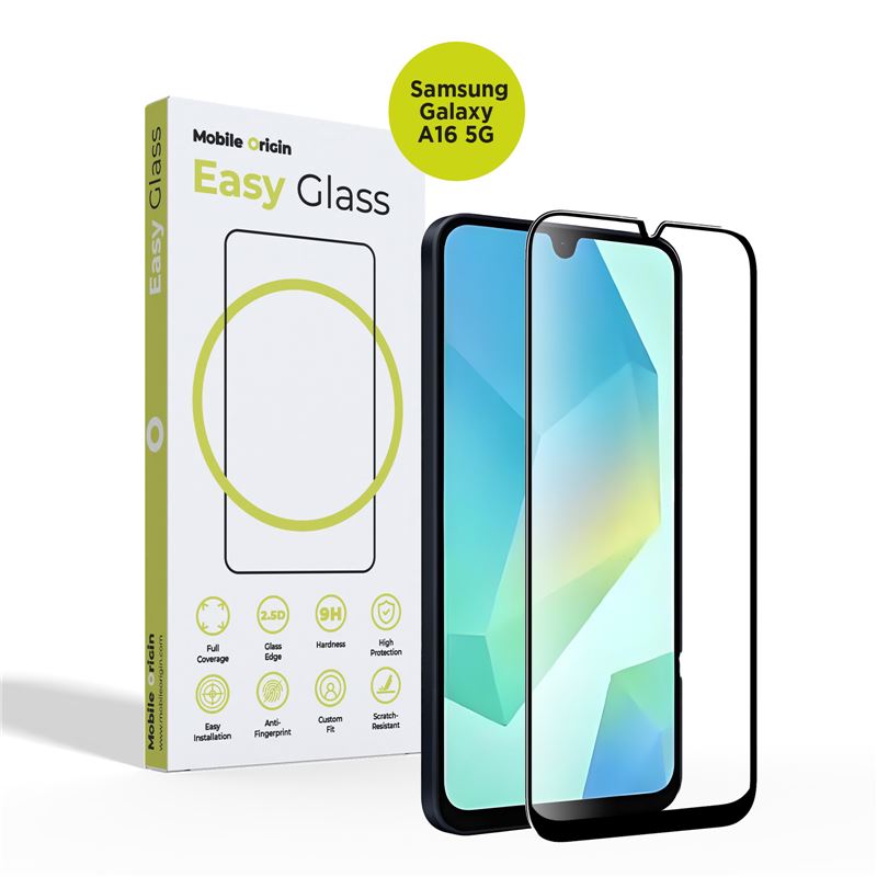Mobile Origin Samsung Galaxy A16 5G EasyGlass Case Friendly 9H Full Screen Full Glue Tempered Glass Αντιχαρακτικό Γυαλί Οθόνης - Black