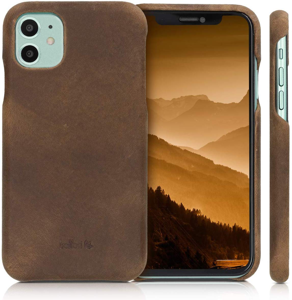 Kalibri iPhone 11 Σκληρή Θήκη με Επένδυση Γνήσιου Δέρματος - Brown - 49737.05