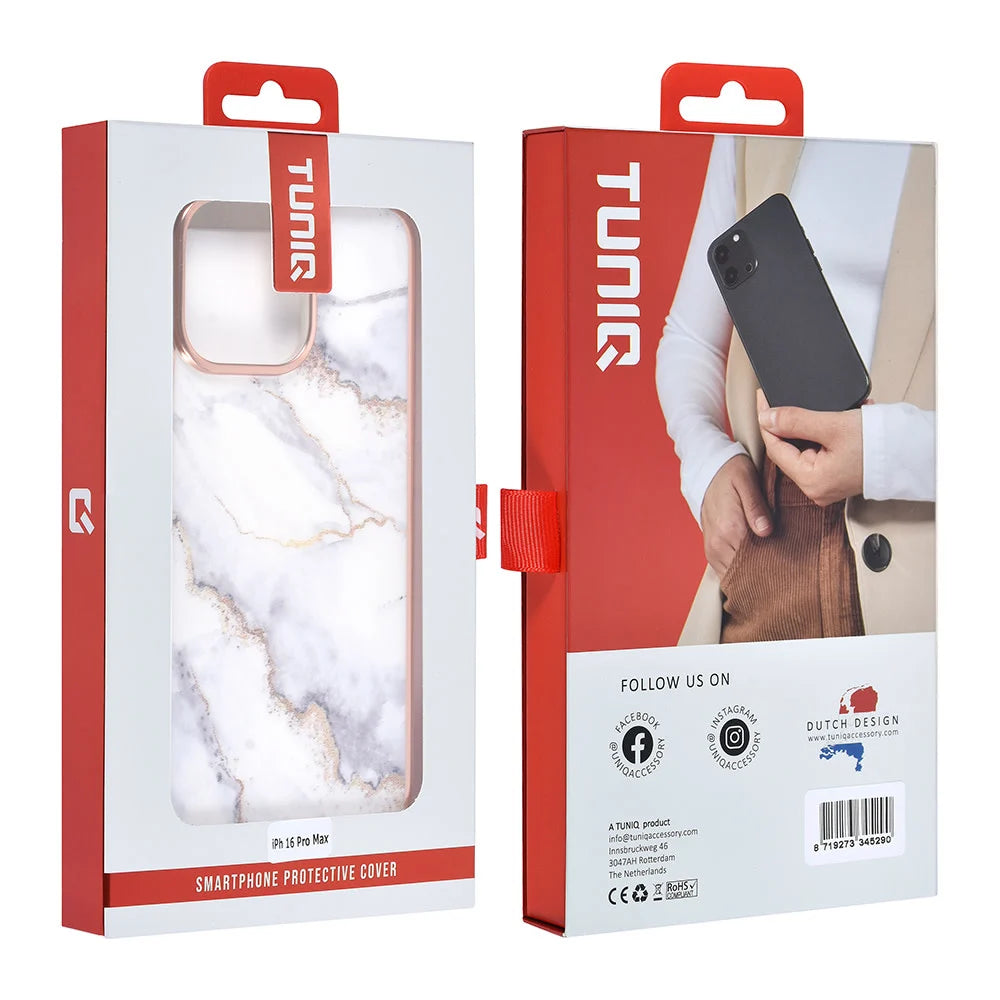 Tuniq iPhone 16 Pro Max Silicone Θήκη Σιλικόνης - Marble / White