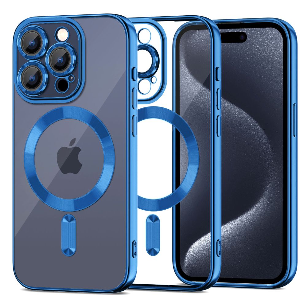 Tech-Protect iPhone 15 Pro Max Magshine Θήκη Σιλικόνης TPU με Magsafe - Διάφανη / Navy Blue