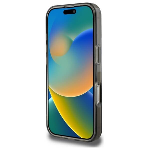 Guess iPhone 16 Pro - IML Glitter Circle - MagSafe Σκληρή Θήκη με Πλαίσιο Σιλικόνης - Black - GUHMP16LHFGEREK