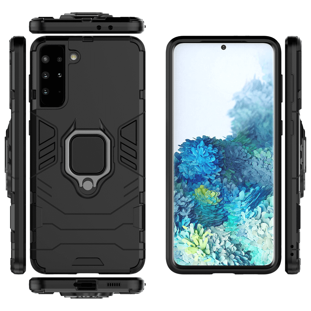OEM Samsung Galaxy S22 Plus Rugged Armor Σκληρή Θήκη Υψηλής Προστασίας με Πλαίσιο Σιλικόνης και Δαχτυλίδι Συγκράτησης - Black