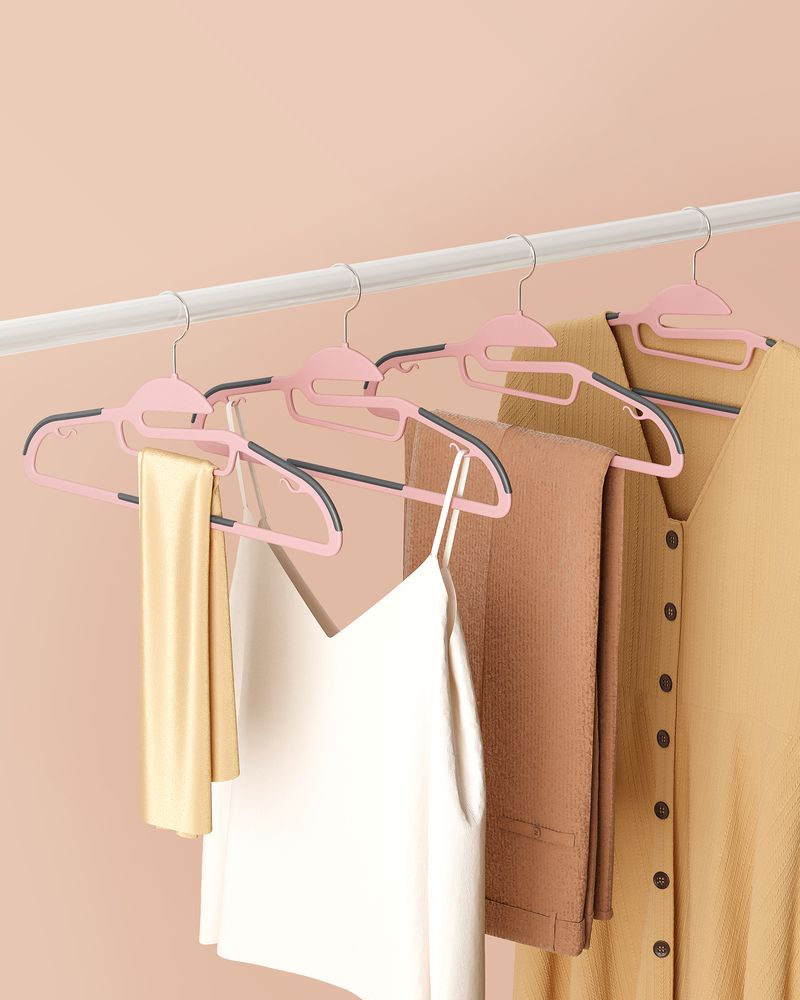 Songmics Σετ με 20 Πλαστικές Κρεμάστρες Ρούχων - Pink / Dark Grey - CRP041P01