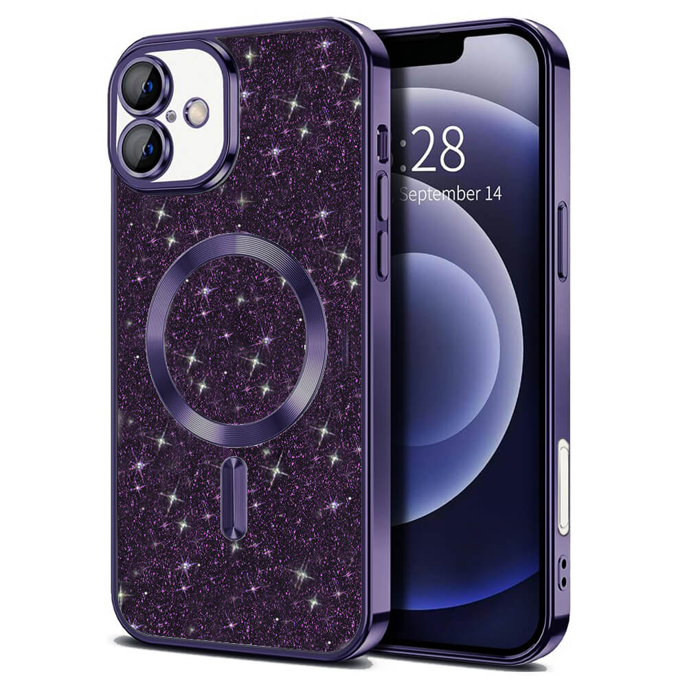 Techsuit iPhone 16 - Luxury Glitter MagSafe - Θήκη Σιλικόνης - Deep Purple