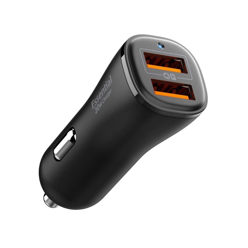 Spigen Essential EV302 Φορτιστής Αυτοκινήτου Γρήγορης Φόρτισης 30W με 2 Θύρες USB - Black