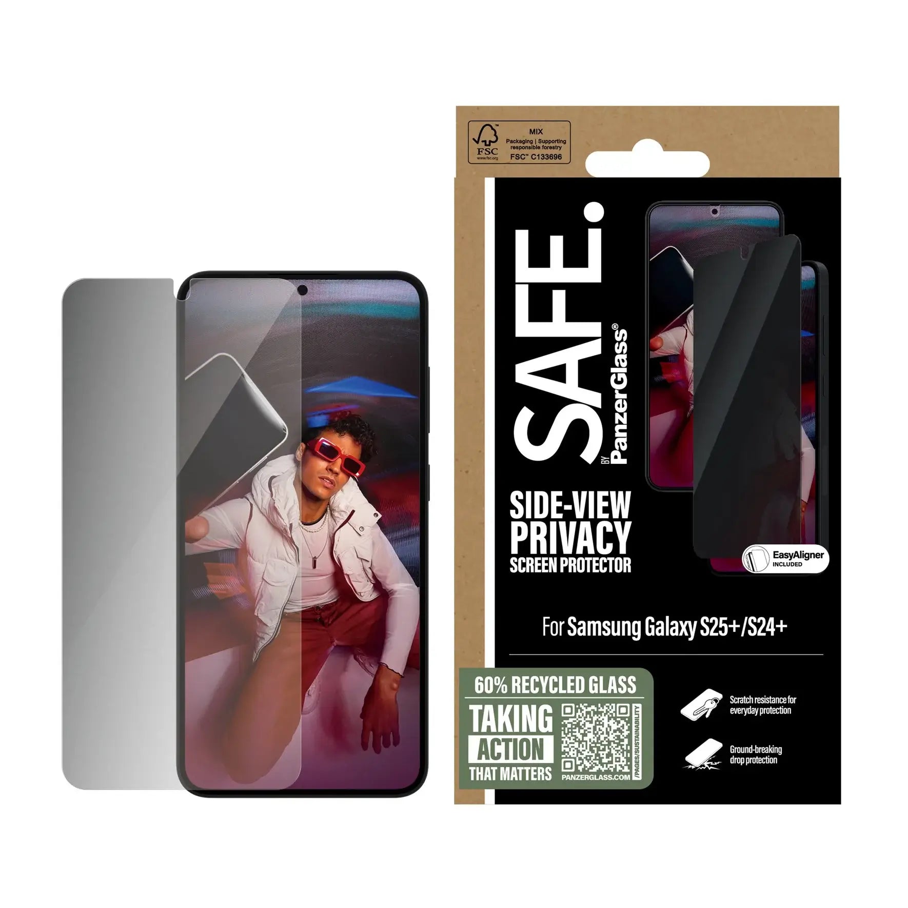 Safe by PanzerGlass Samsung Galaxy S25 Plus Privacy Ultra-Wide Fit Full Screen Αντιχαρακτικό Γυαλί Οθόνης - Black