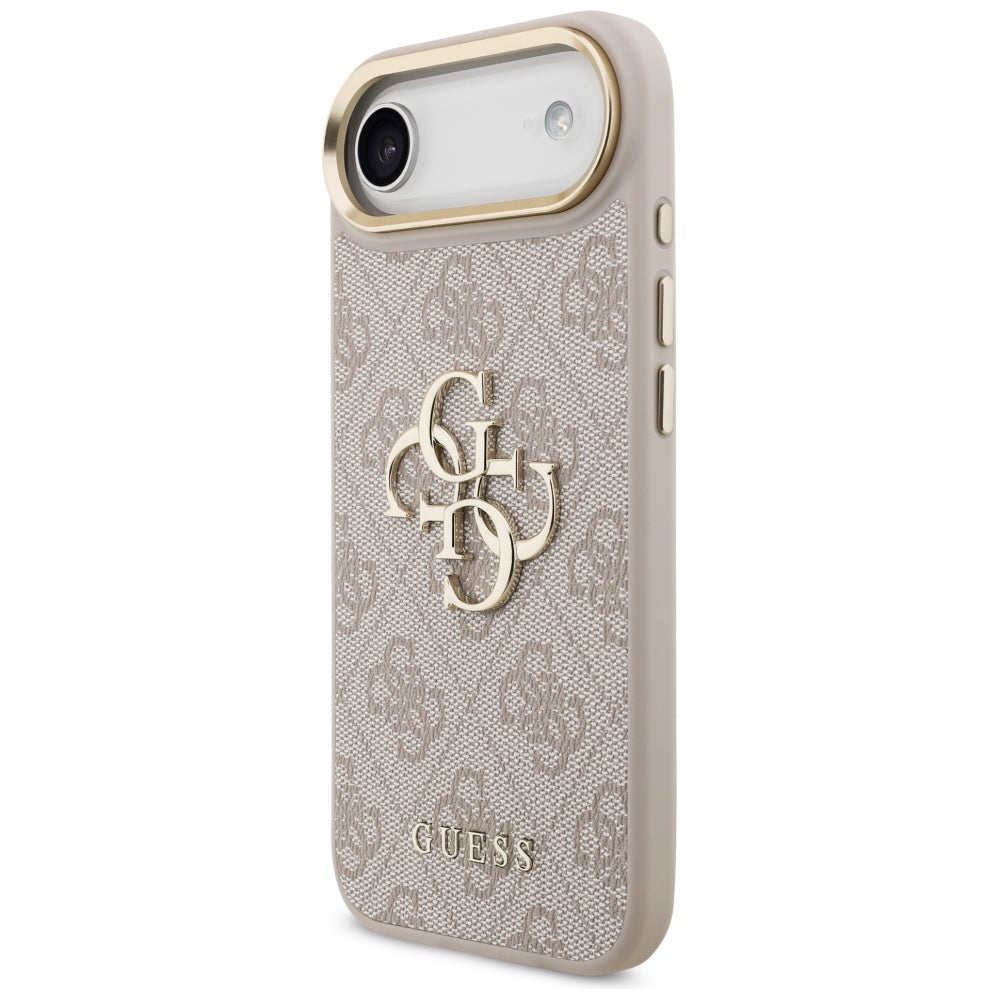 Guess iPhone Air - 4G Big 4G Classic Logo - Σκληρή Θήκη με Πλαίσιο Σιλικόνης και Επένδυση από Οικολογικό Δέρμα - Pink / Gold - GUHCP17M4GMGCPI