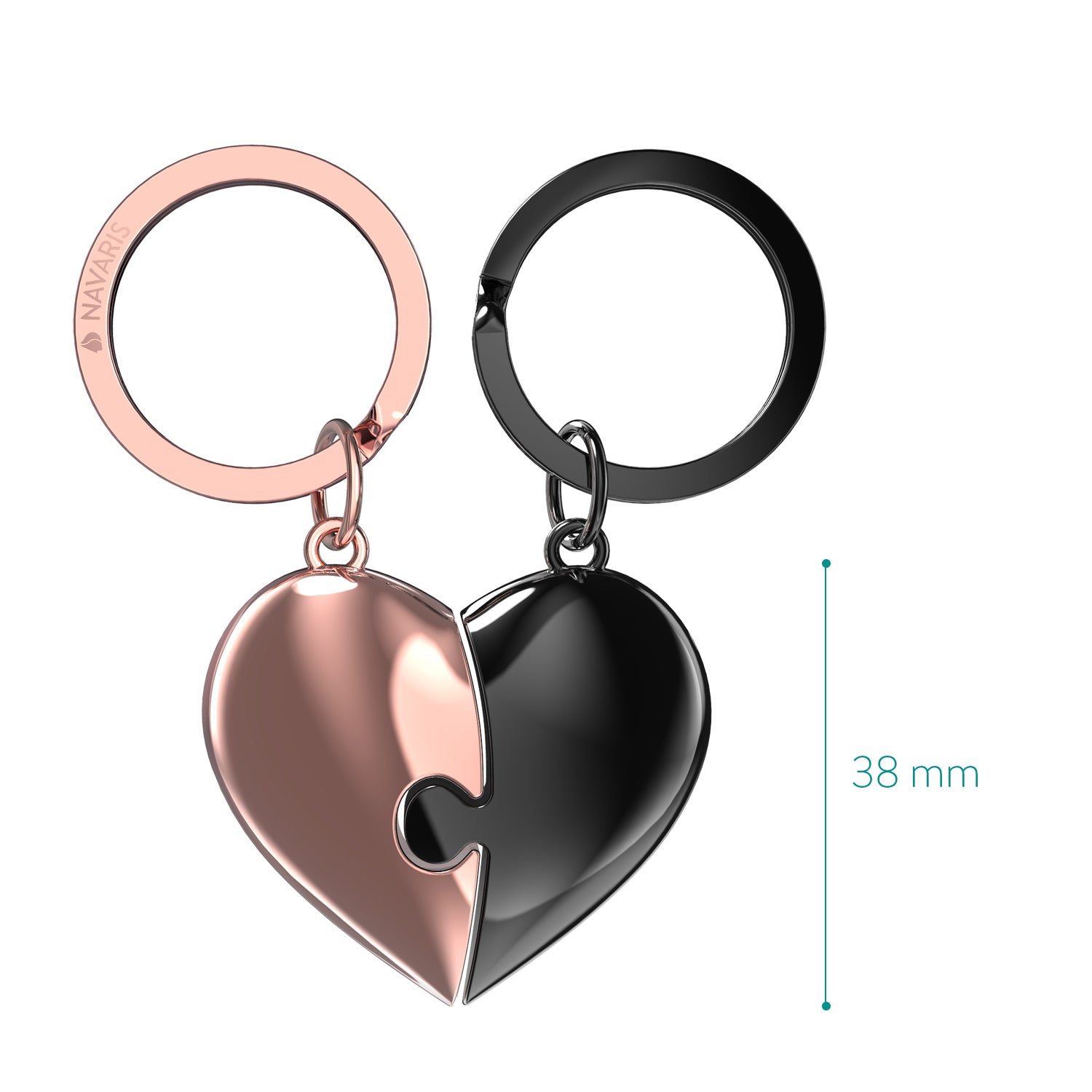 Navaris Cute Love Puzzle Keychain Μπρελόκ Κλειδιών - Rose Gold / Anthracite - 49565.81.73