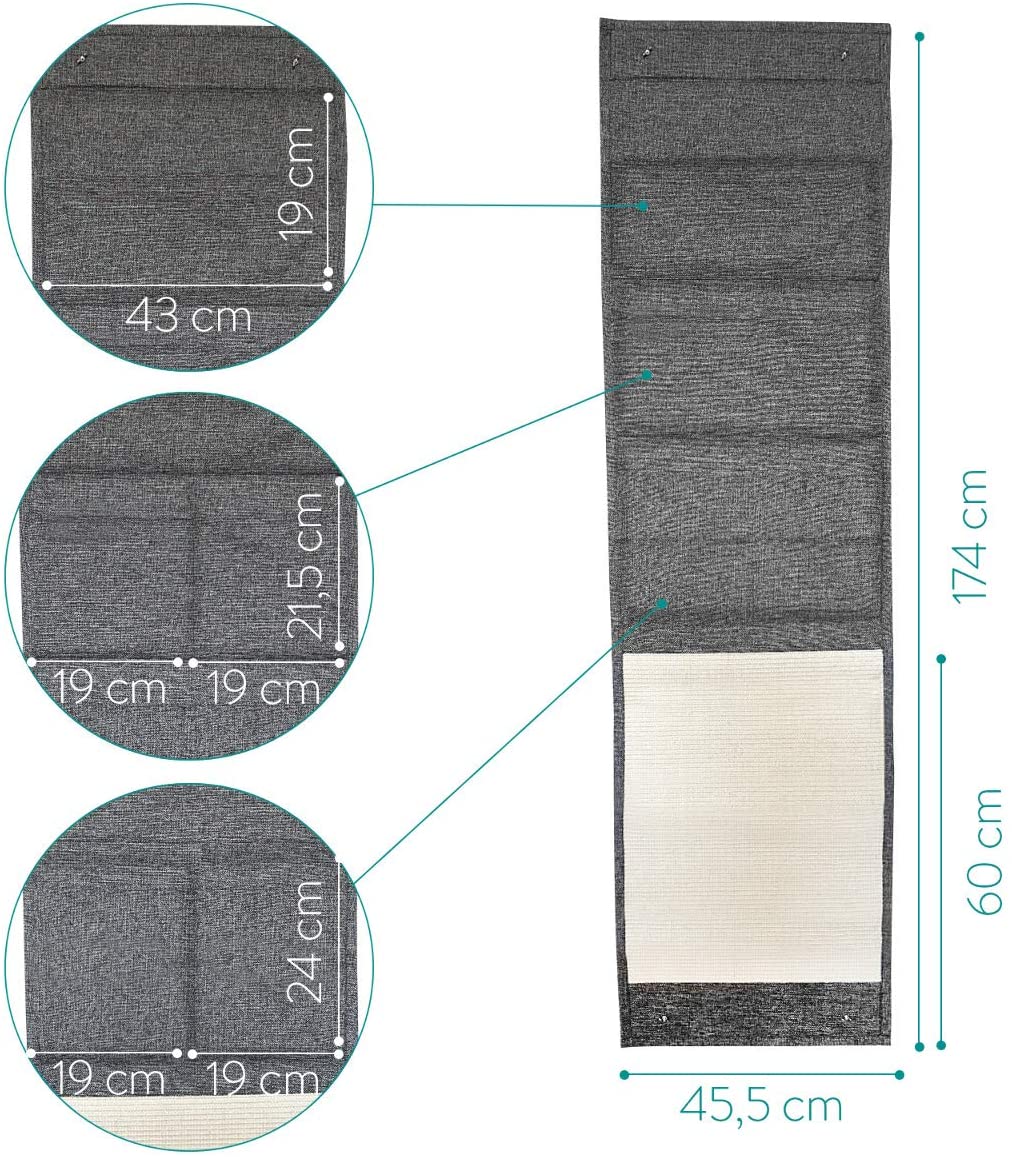 Navaris Cat Scratcher Storage Organiser - Οργανωτής Αποθήκευσης με Ονυχοδρόμιο για Γάτες - 1,74 m x 45,5 cm - Grey - 49098.19