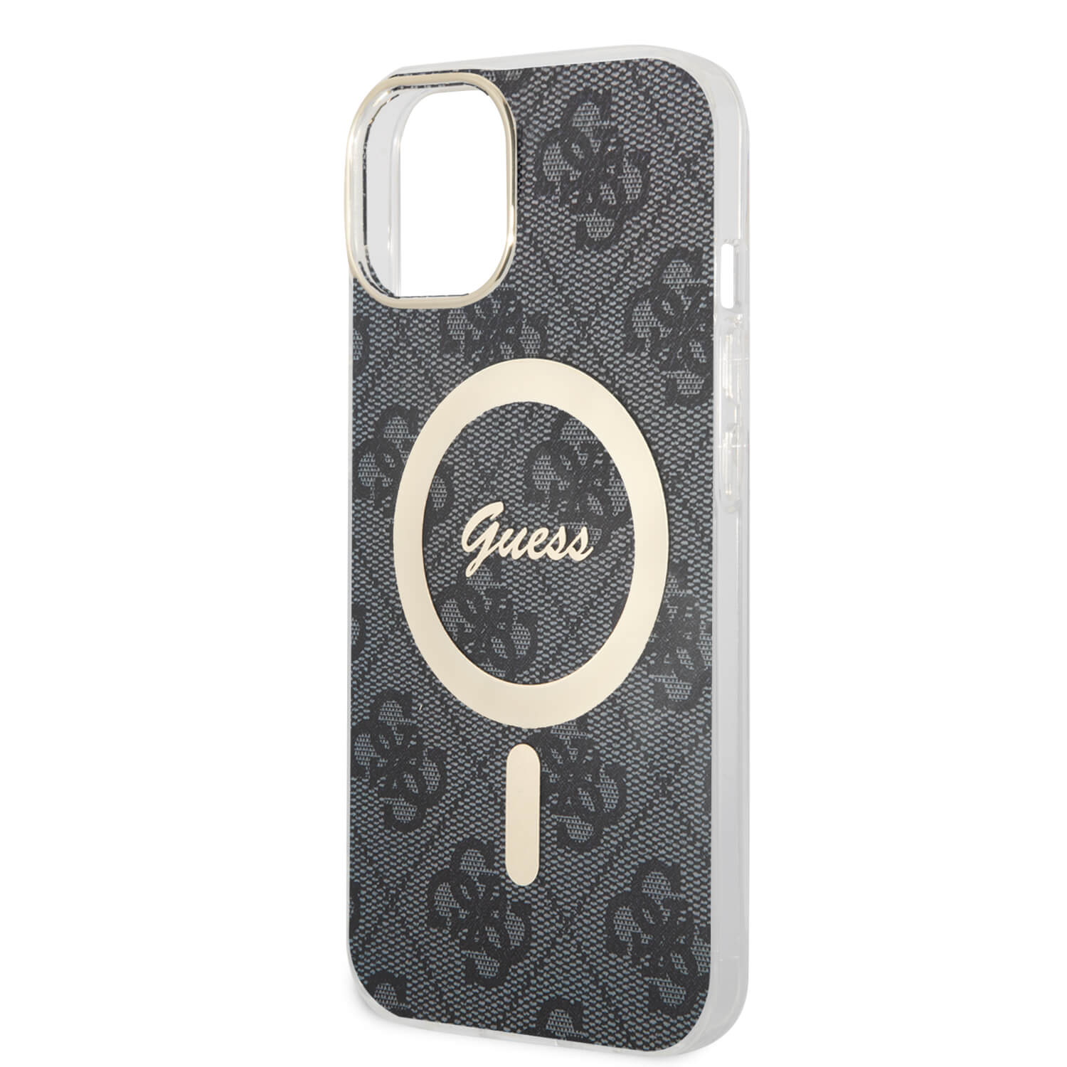 Guess iPhone 15 / 14 / 13 - Bundle Pack - Σετ Σκληρή Θήκη με Πλαίσιο Σιλικόνης και Ασύρματος Φορτιστής MagSafe - Design 4G Print MagSafe - Black - GUBPP14SH4EACSK