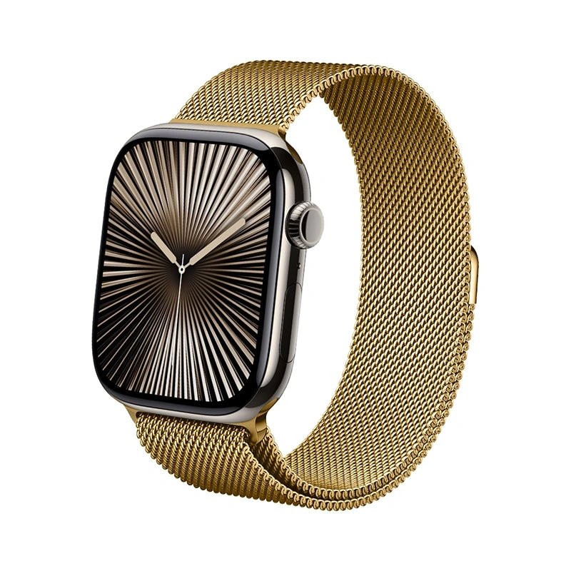 Crong Λουράκι Apple Watch 4/5/6/7/8/9/10/11 - SE (1/2/3) - ULTRA (1/2/3) - 44/45/46/49mm από Ανοξείδωτο Ατσάλι - Milano Steel - Gold