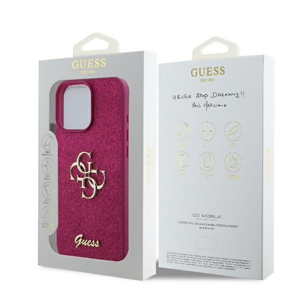 Guess iPhone 16 Pro Max - Fixed Glitter Big 4G - Σκληρή Θήκη με Πλαίσιο Σιλικόνης - Purple - GUHCP16XHG4SGU