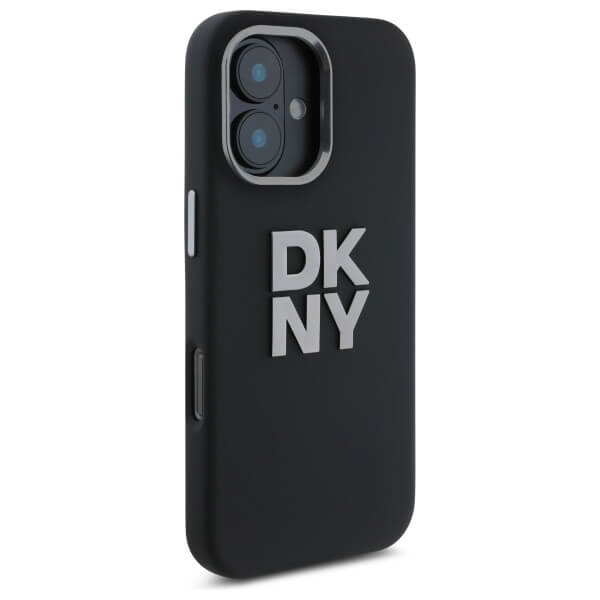 DKNY iPhone 16 - Liquid Silicone Metal Logo - Σκληρή Θήκη με Πλαίσιο Σιλικόνης - Black