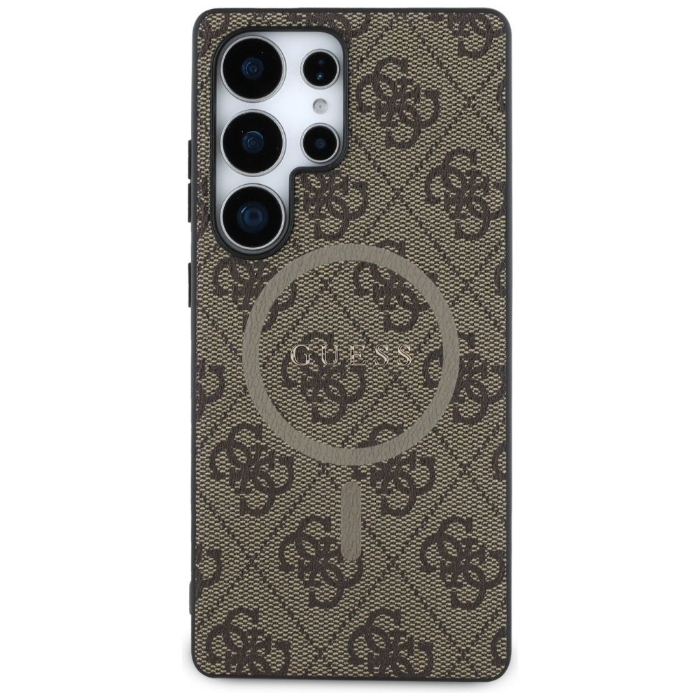 Guess Samsung Galaxy S25 Ultra - Leather 4G Colored Ring Classic Logo - MagSafe Θήκη με Επένδυση Συνθετικού Δέρματος - Brown - GUHMS25LG4GFRW