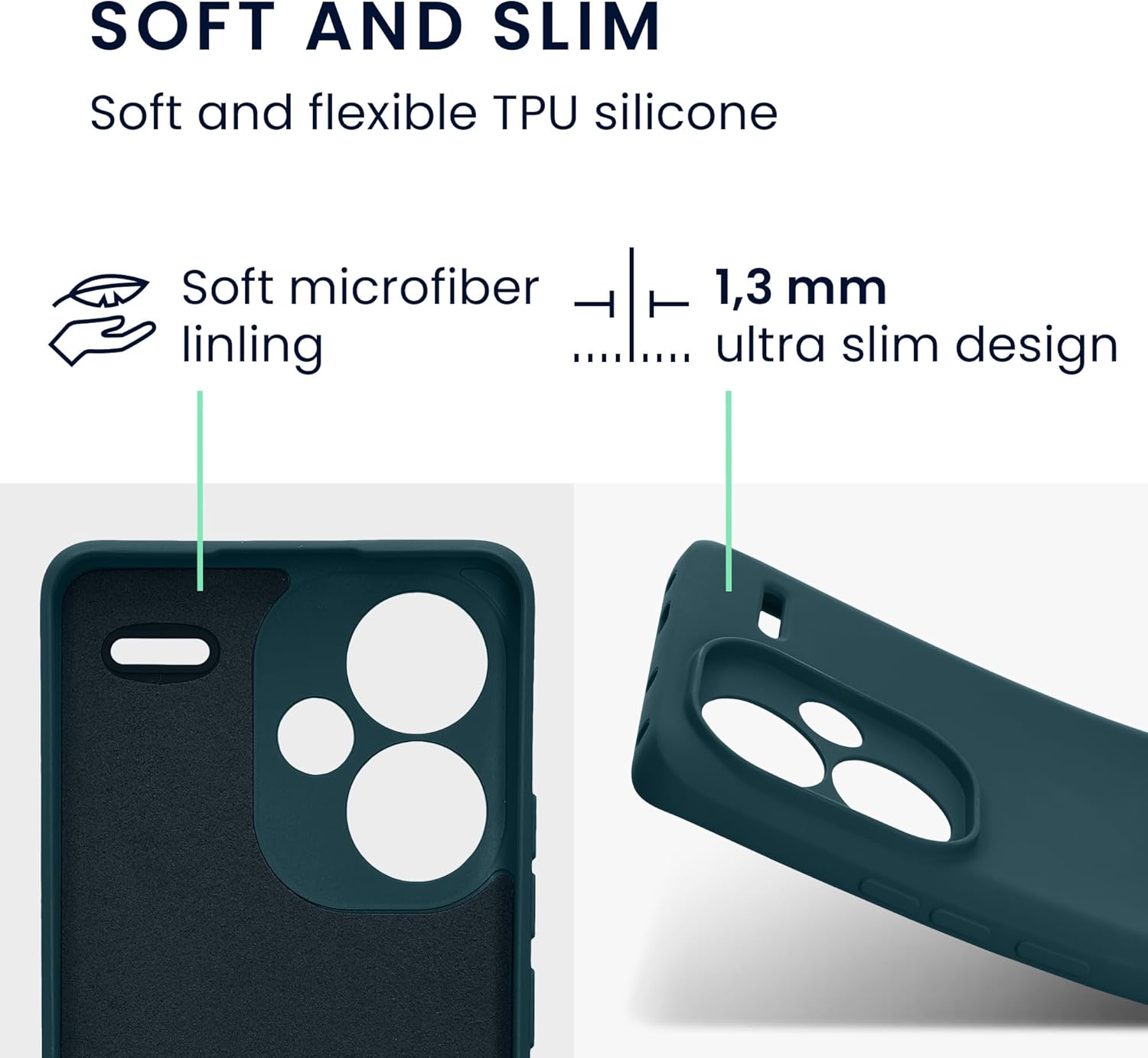 KW Xiaomi Redmi Note 13 Pro+ 5G Λεπτή Θήκη Σιλικόνης Rubberized TPU - Matte Petrol