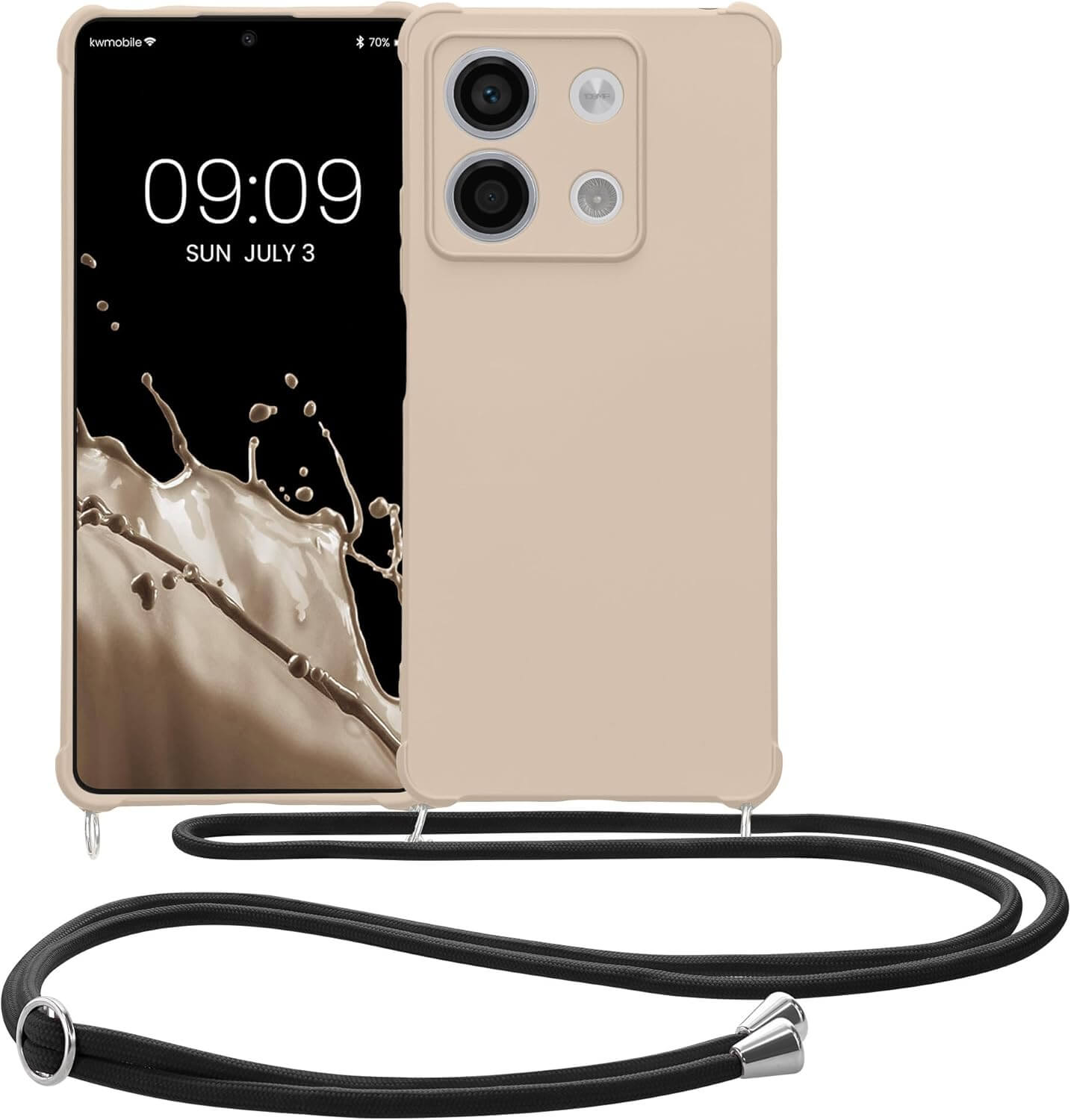 KW Xiaomi Redmi Note 13 5G Θήκη Σιλικόνης TPU με Λουράκι - Cream