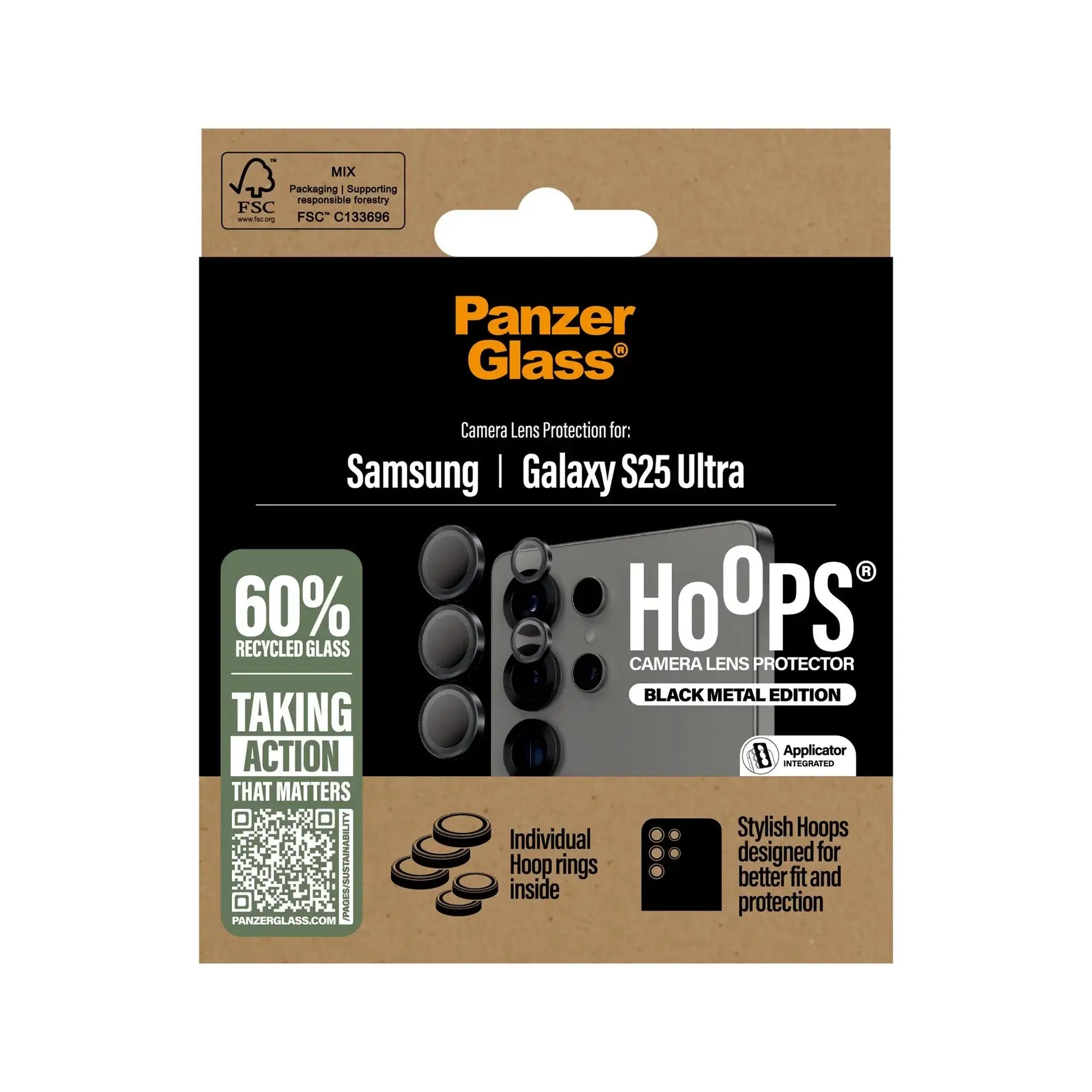 PanzerGlass Samsung Galaxy S25 Ultra Hoops Camera Lens Protector Αντιχαρακτικό Γυαλί για την Κάμερα - Black
