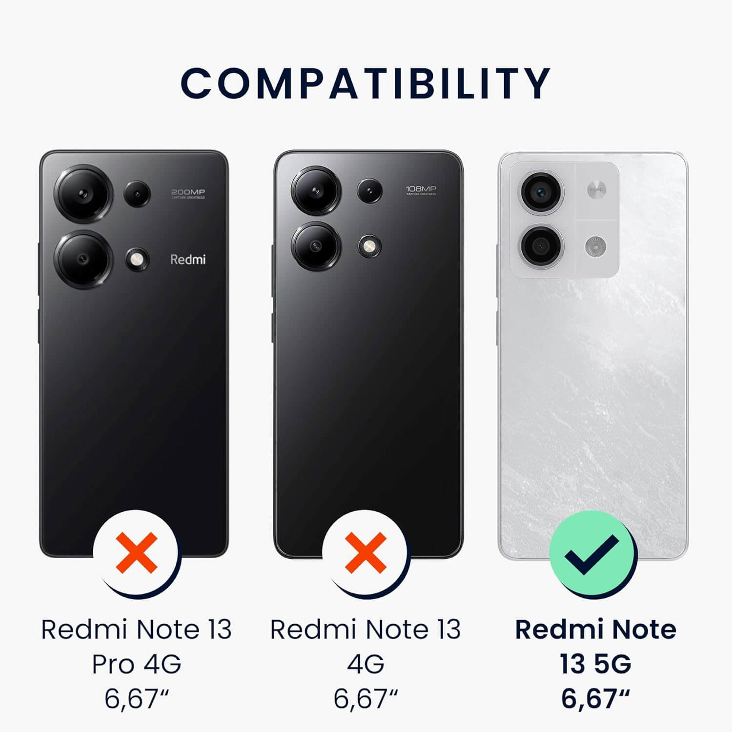KW Xiaomi Redmi Note 13 5G Θήκη Σιλικόνης TPU με Λουράκι - Διάφανη / Black