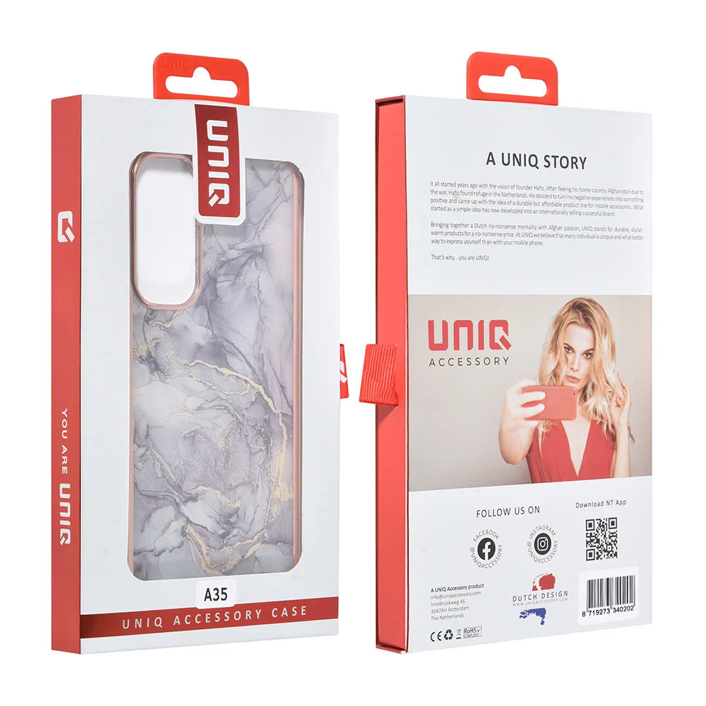 Tuniq Samsung Galaxy A35 5G - Σκληρή Θήκη με Πλαίσιο Σιλικόνης - Σχέδιο Μάρμαρο - Σκούρο Γκρί