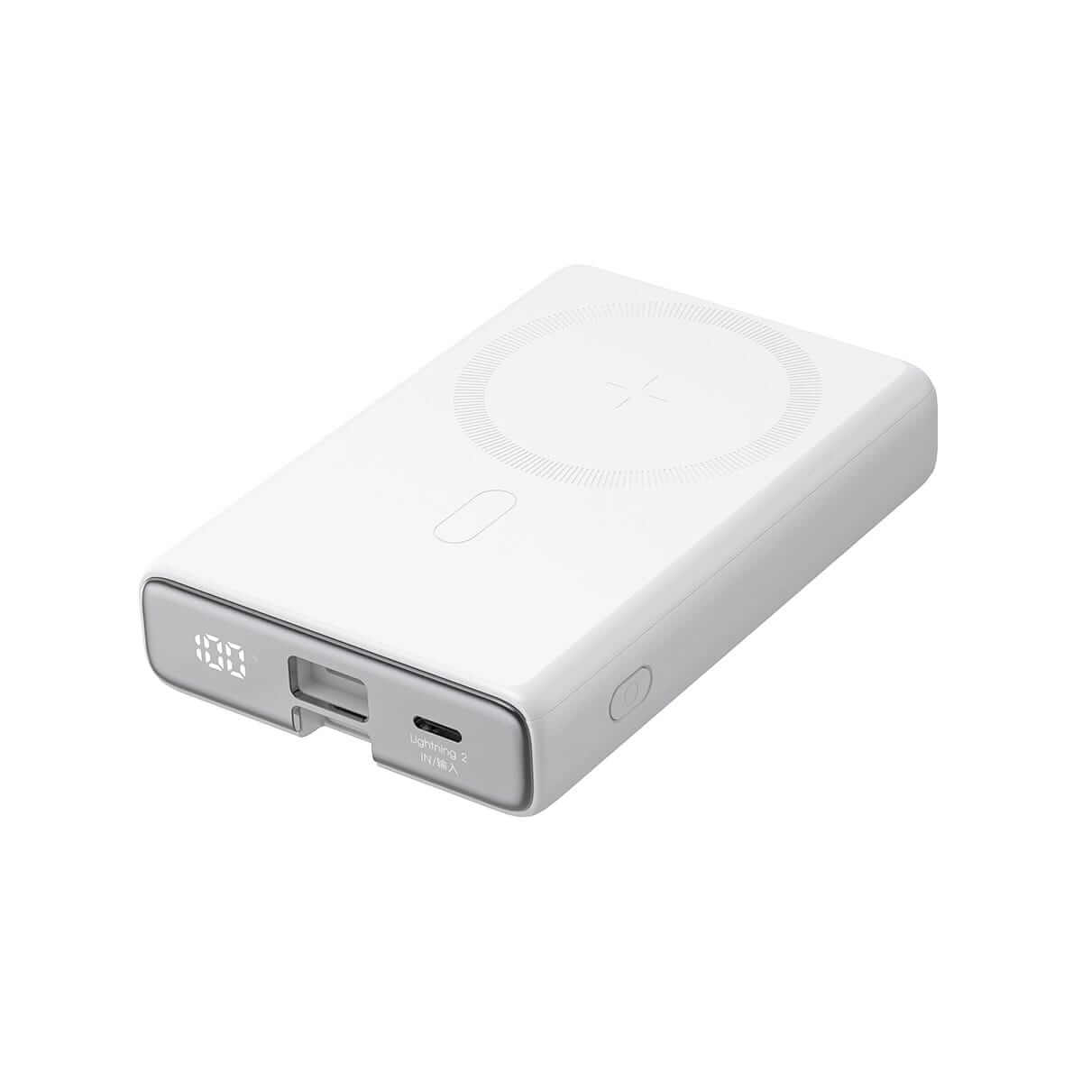 Joyroom JR-PBM01 20W Ασύρματο MagSafe PowerBank 10000mAh με Καλώδιο Type-C / Lightning και Σταντ - White