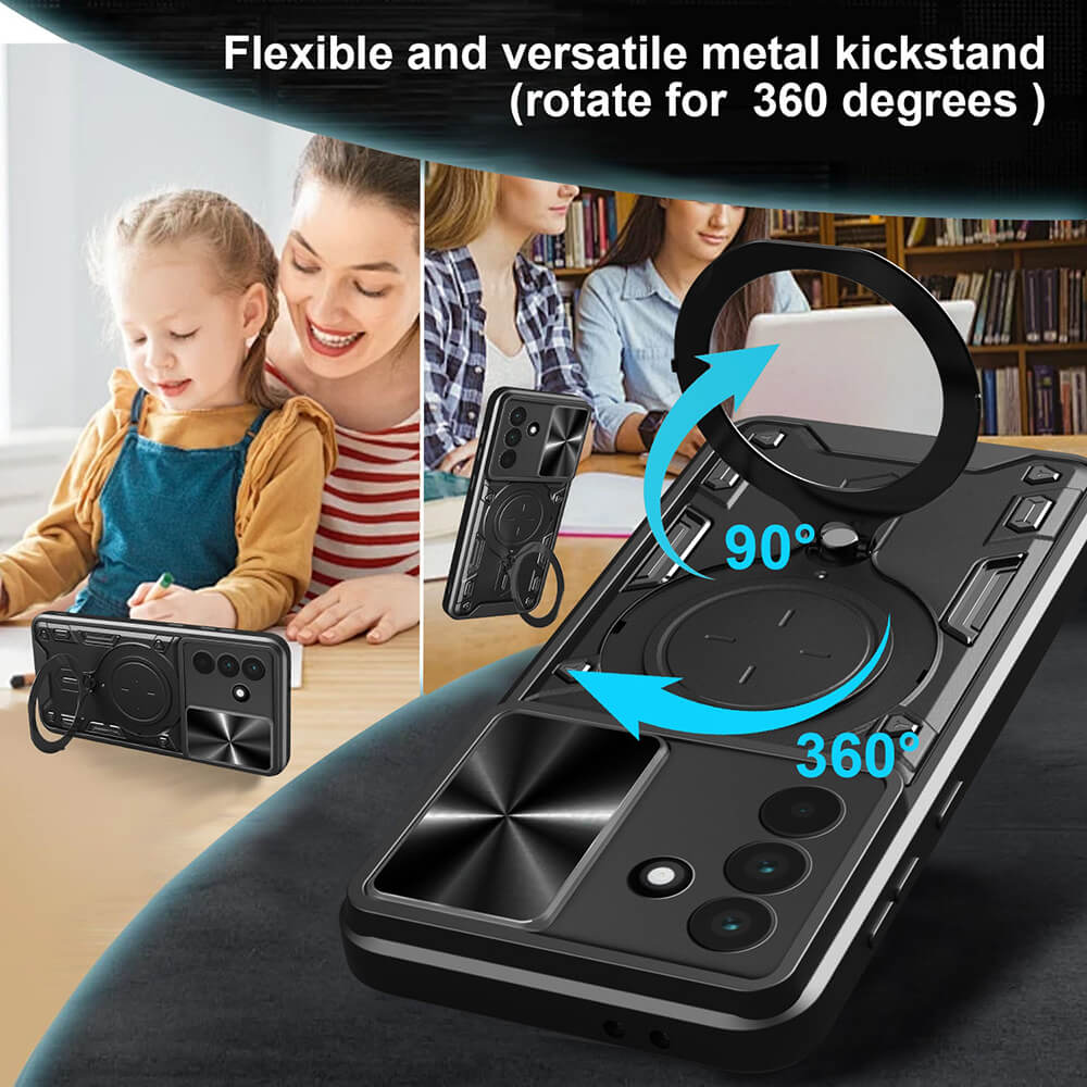 Techsuit Samsung Galaxy A56 5G - CamGuard Pro - Σκληρή Θήκη με Προστασία Καμερών και Δαχτυλίδι Συγκράτησης - Black