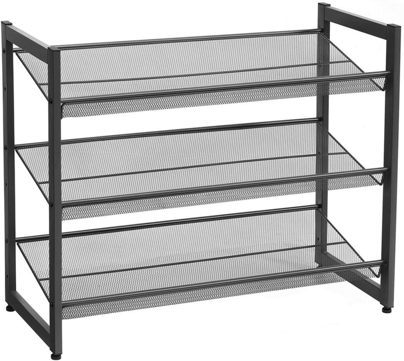Songmics Μεταλλική Παπουτσοθήκη με 3 Ράφια - 74 x 30.7 x 62.8 cm - Black - LMR03B