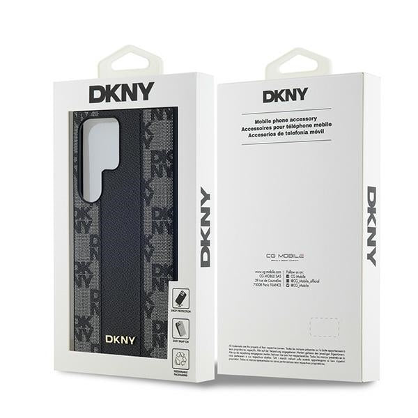 DKNY Samsung Galaxy S24 Ultra - Leather Checkered Mono Pattern MagSafe Σκληρή Θήκη με Επένδυση Συνθετικού Δέρματος - Black