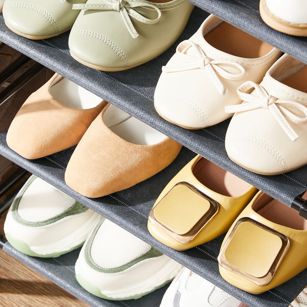 Songmics Σετ με 2 Μεταλλικές Παπουτσοθήκες με 4 Ράφια - Grey - LSR044G02