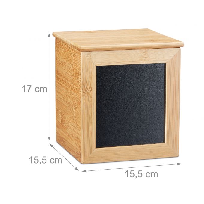 Relaxdays Κουτί Αποθήκευσης από Bamboo με Καπάκι και Μαυροπίνακα - Natural - 4052025215750
