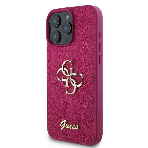 Guess iPhone 16 Pro Max - Fixed Glitter Big 4G - Σκληρή Θήκη με Πλαίσιο Σιλικόνης - Purple - GUHCP16XHG4SGU