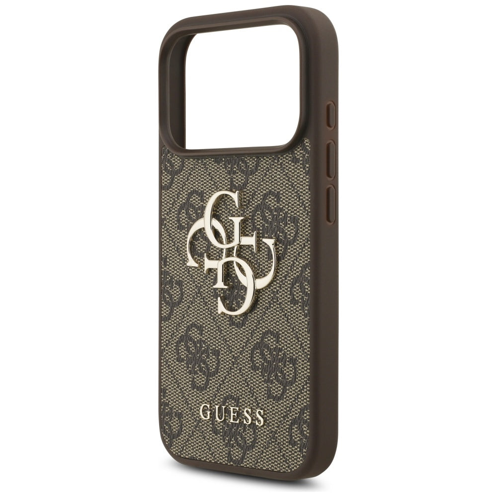 Guess iPhone 17 Pro - 4G Big Logo - Σκληρή Θήκη με Πλαίσιο Σιλικόνης και Επένδυση Συνθετικού Δέρματος - Brown - GUHCP17L4GMGBR
